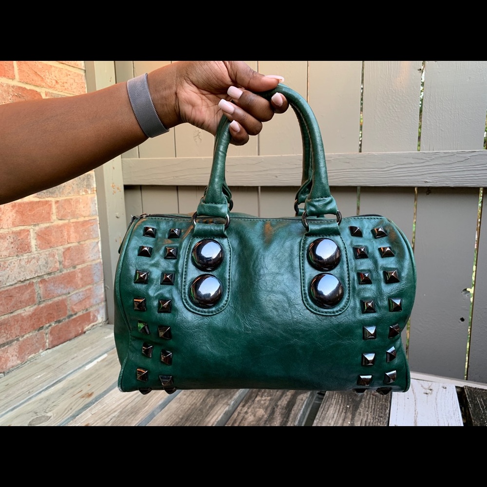 Aldo Green Studded Barrel Bag